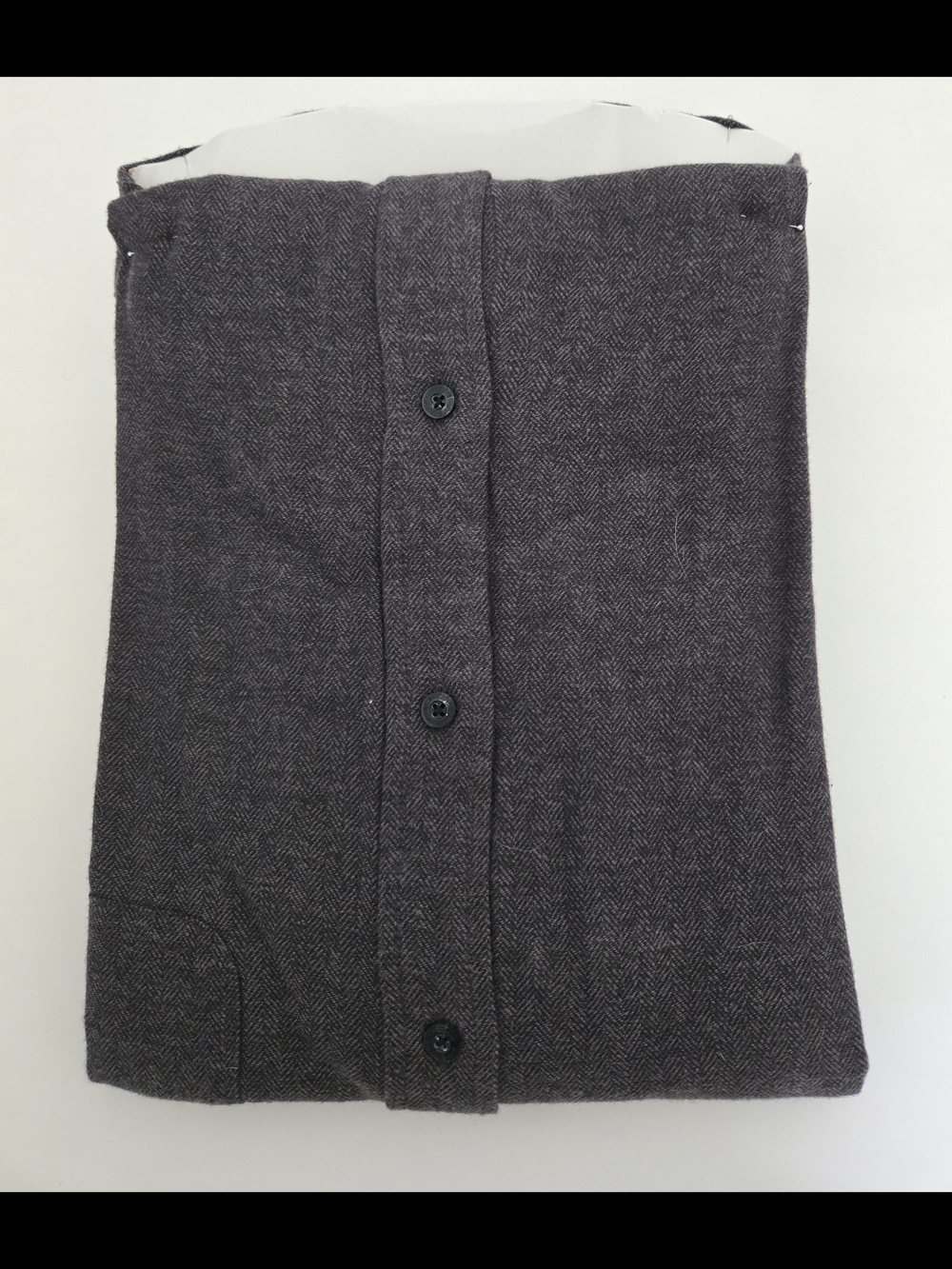 NWT John Bartlett-Consensus Men's XL - Dark Gray Herringbone Button-Down Shirt - Picture 3 of 7